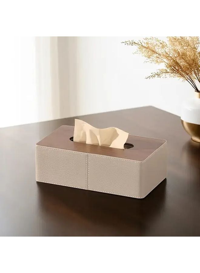 Modern Rectangular PU Leather Tissue Box Holder With Hidden Cover For Home Office Car - Image 1